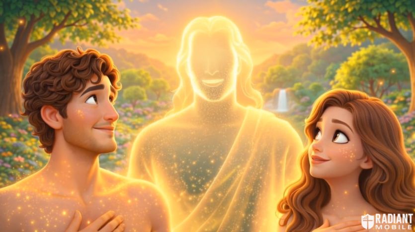 AI generated adam and eve from radiant mobile
