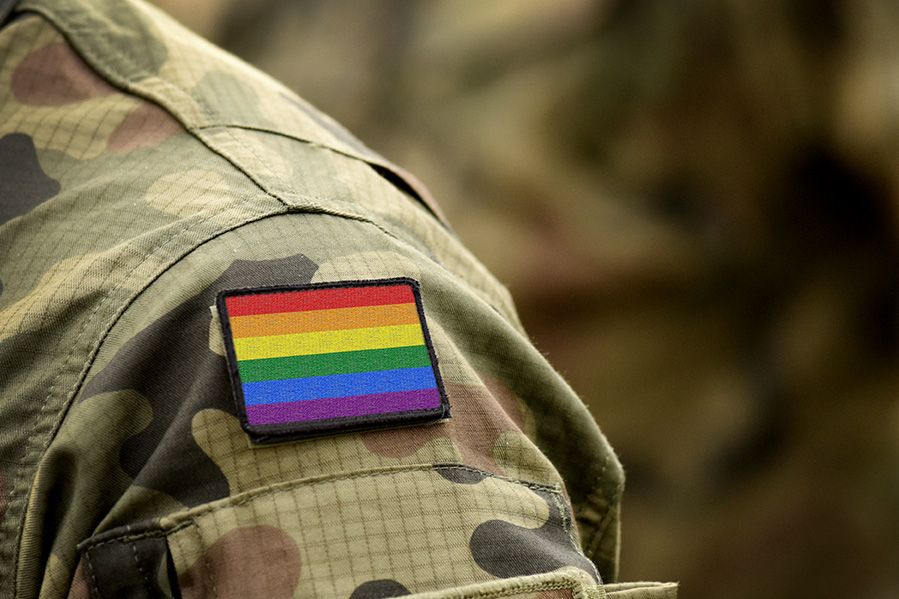 Rainbow flag on military uniform