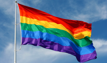 A gay rights rainbow flag