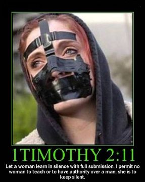 Meme quoting 1 Timothy 2:11