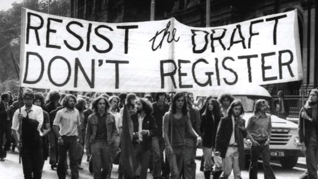 young people protesting the Vietnam draft