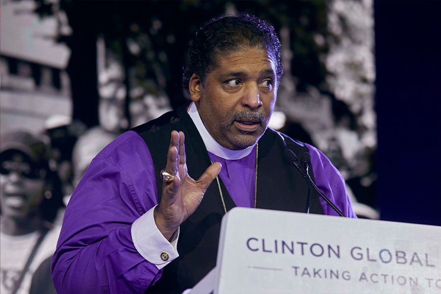 rev william barber during sermon