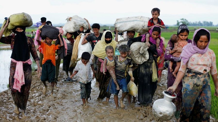 Rohingya refugees fleeing Myanmar