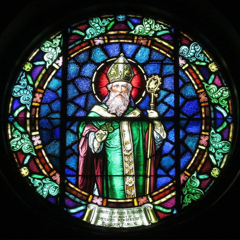stained glass of saint patrick