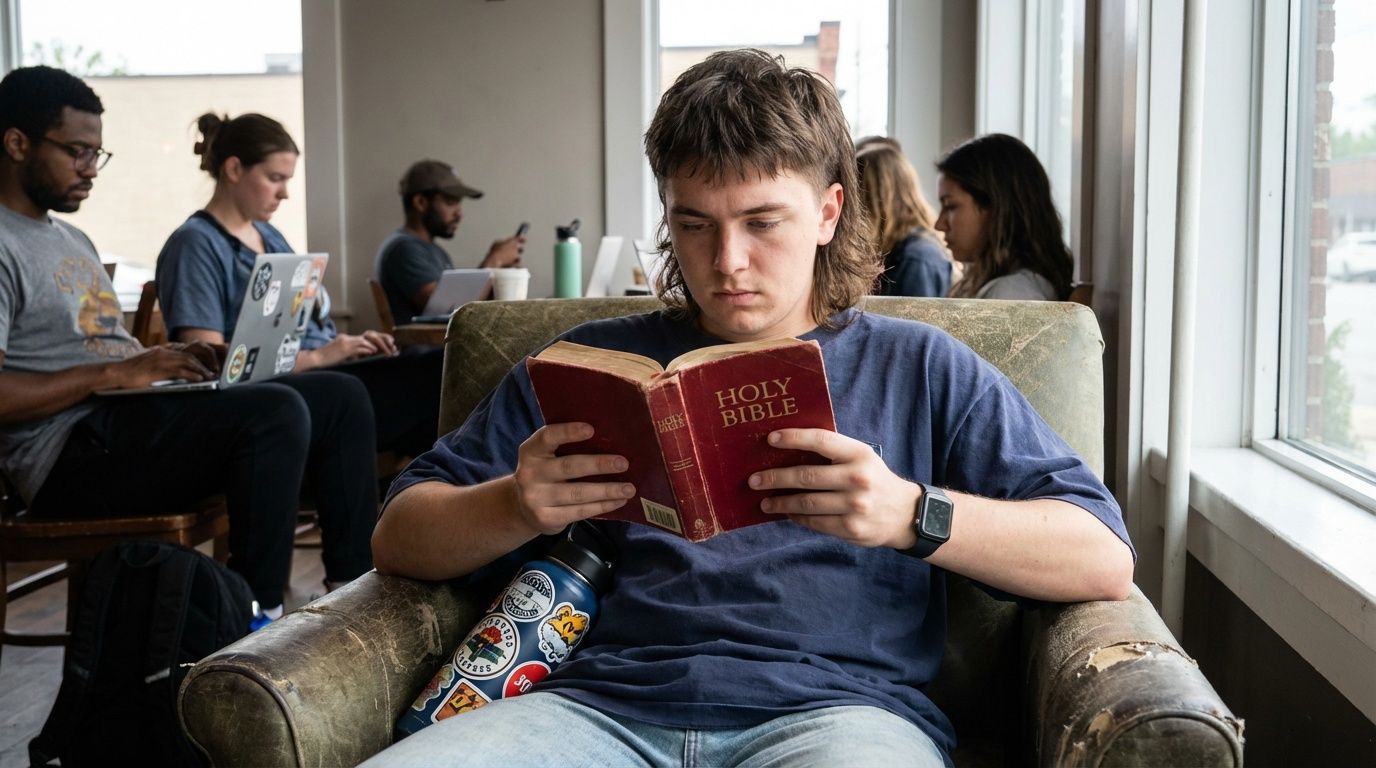 A person holding a Bible in school