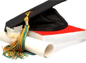 graduation cap and diploma