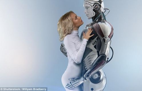 Woman with a male robot