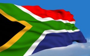South African flag flapping in breeze