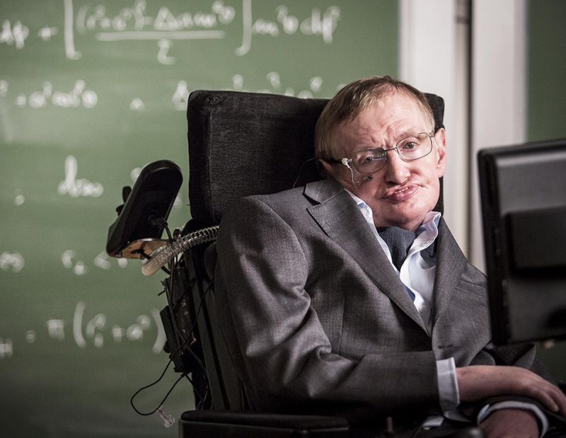 Stephen Hawking in classroom