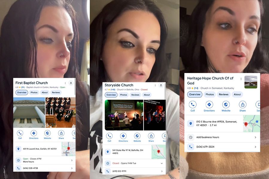 compilation of tiktoker nikalie monroe calling churches