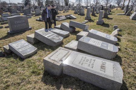 Over 100 Jewish gravestones were knocked over in a Philadelphia cemetery