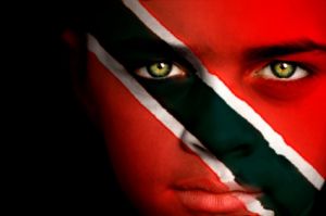 Boy with flag of Trinidad and Tobago