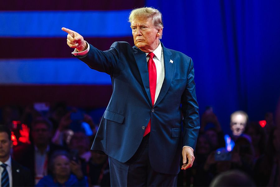 president trump pointing to crowd at event