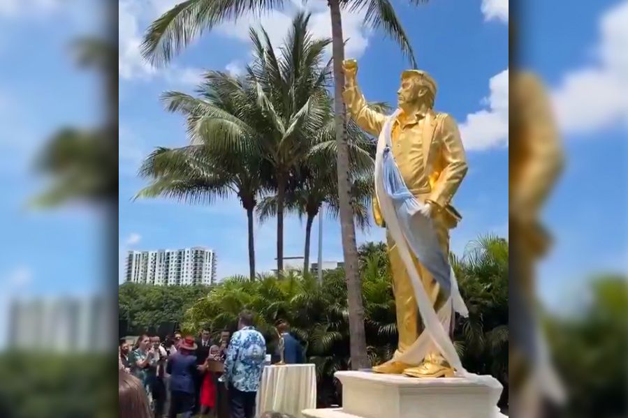 trump golden idol statue