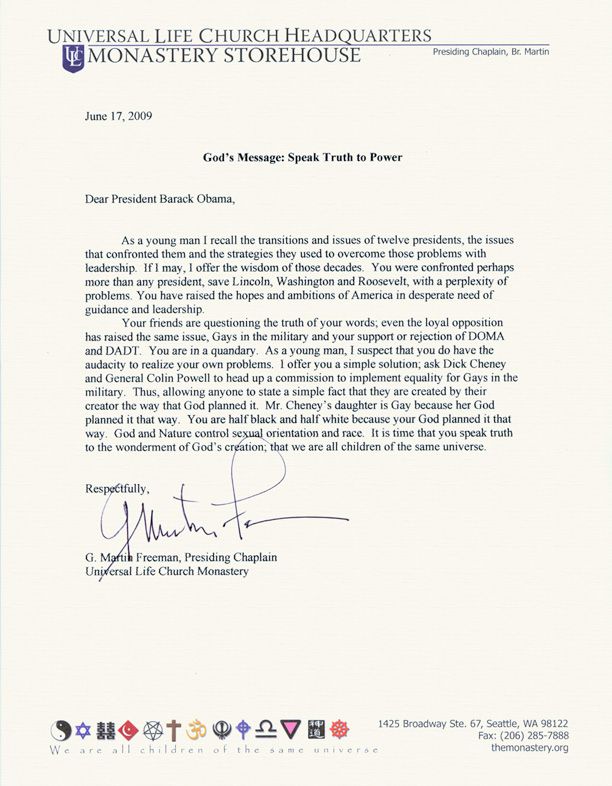 ULC letter on letterhead