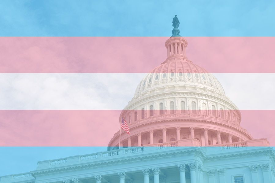 us capitol overlaid with trans pride flag