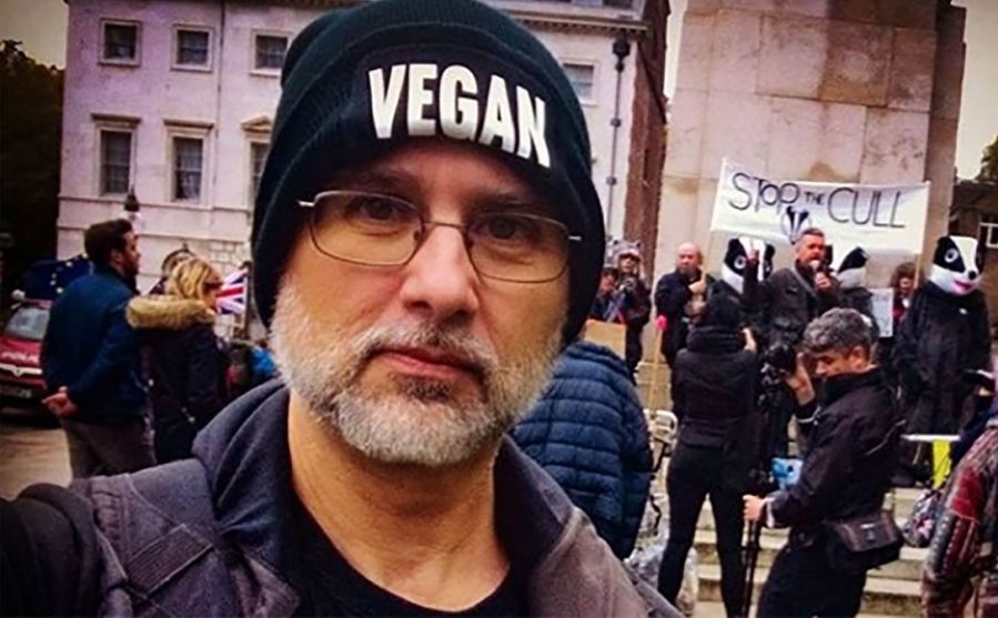 Vegan activist at an event