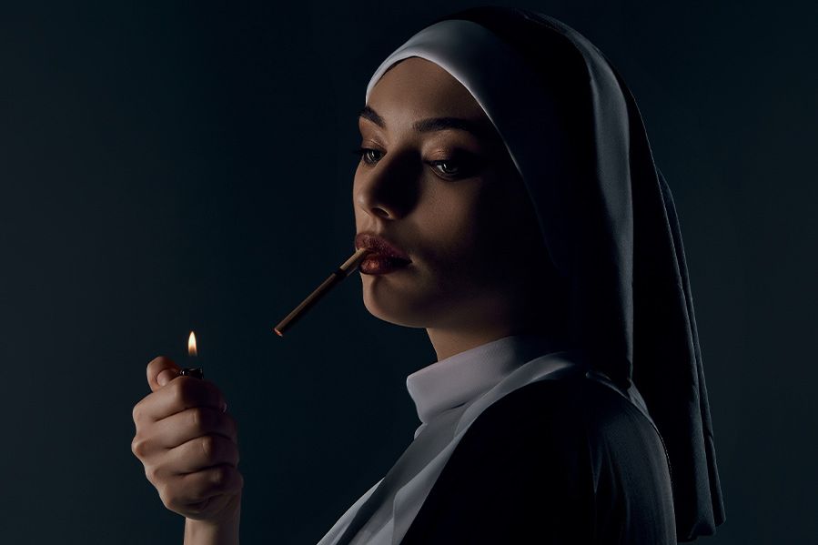 nun smoking weed