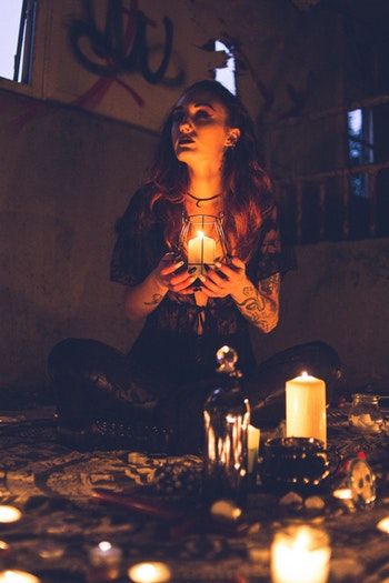 witch performing a ritual