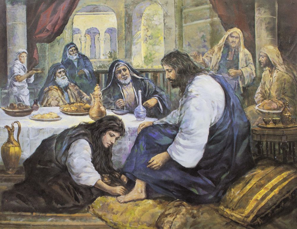painting of the woman who anointed jesus' feet