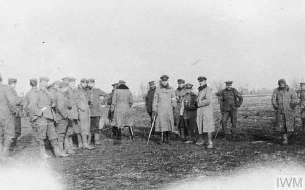 Soldiers meet in No Man's Land during the Christmas Truce
