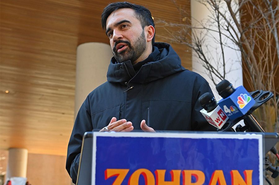 zohran mamdani speaking to press