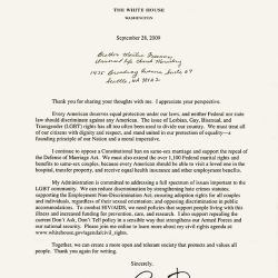 Reply from President Obama
