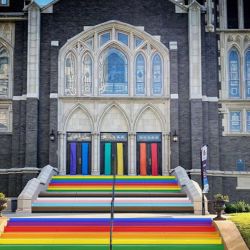 Church Paints Rainbow Steps In Protest of Pride Crosswalk Removal Church Paints Rainbow Steps In Protest of Pride Crosswalk Removal