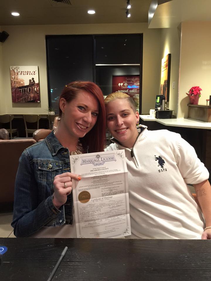 A beautiful lesbian couple in Oklahoma City got married at the Starbucks at 7550 North May Avenue in Oklahoma City, Oklahoma via John Patrick Keefe II.