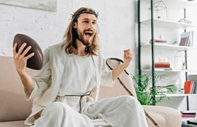 Jesus Watching the Superbowl