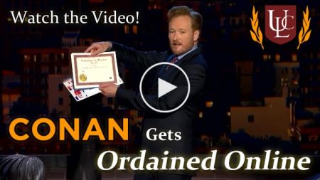 Conan O'Brien Gets Ordained, Becomes a Minister, Holding Universal Life Church Minister License