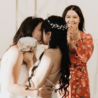 Couple Kissing at Wedding Ceremony