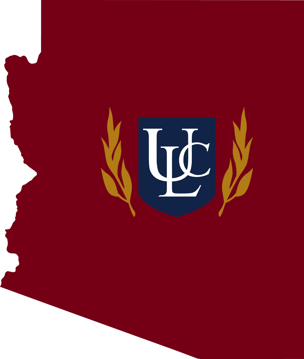 An outline of Arizona with the ULC logo