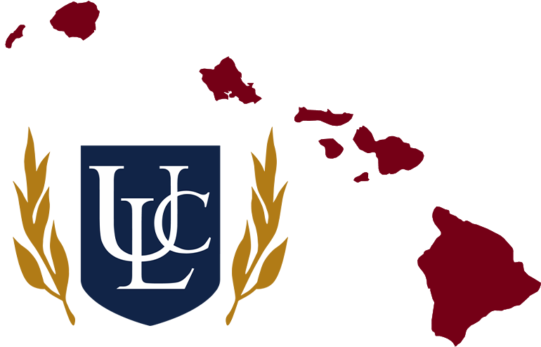 An outline of Hawaii with the ULC logo