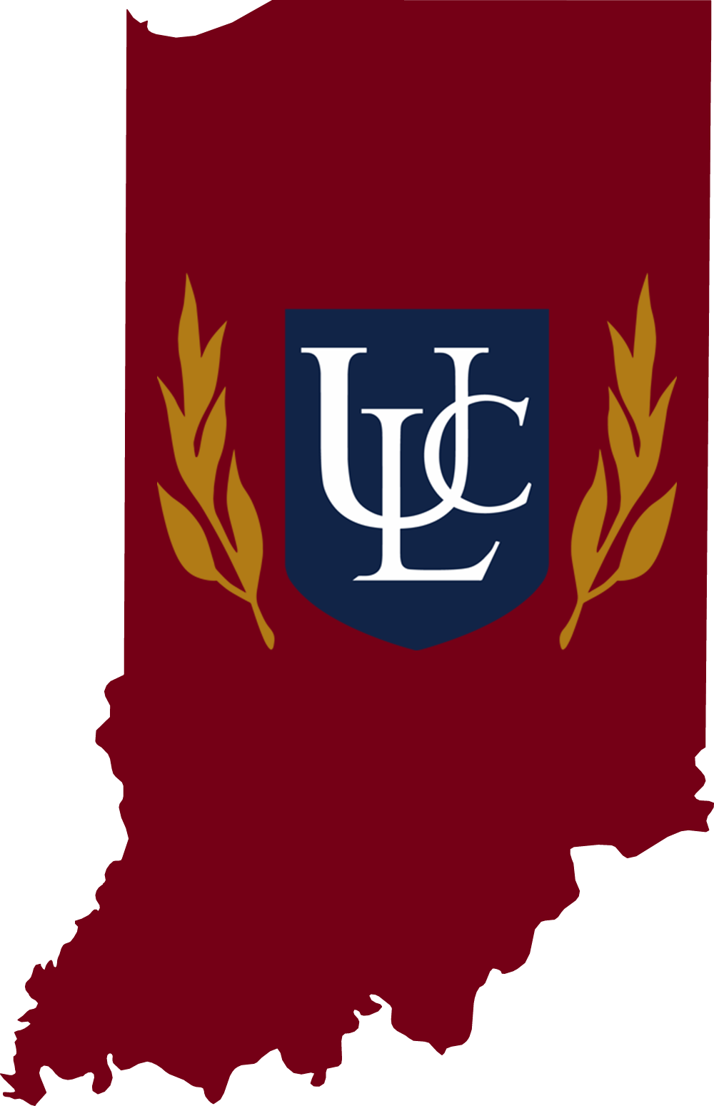 An outline of Indiana with the ULC logo