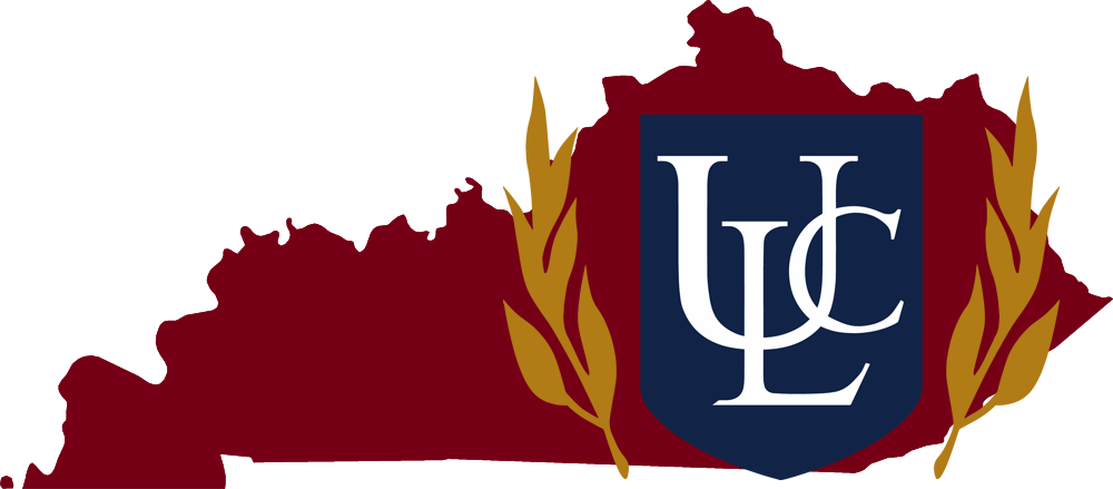 An outline of Kentucky with the ULC logo