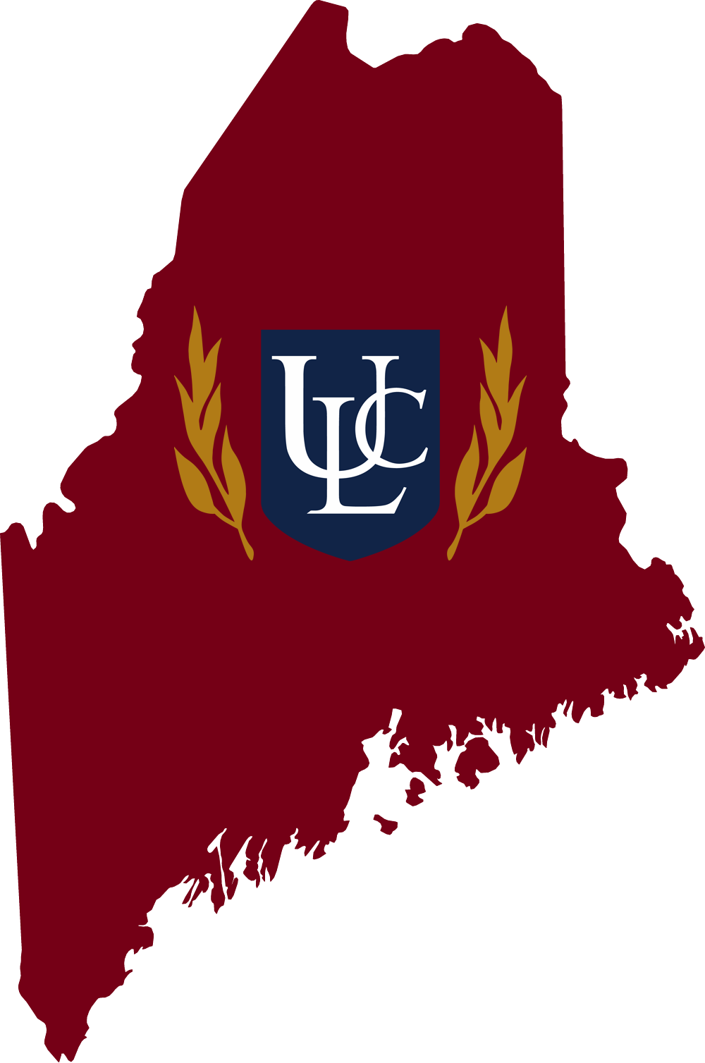 An outline of Maine with the ULC logo