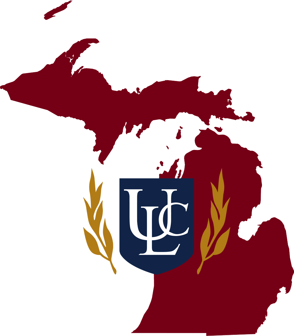 An outline of Michigan with the ULC logo