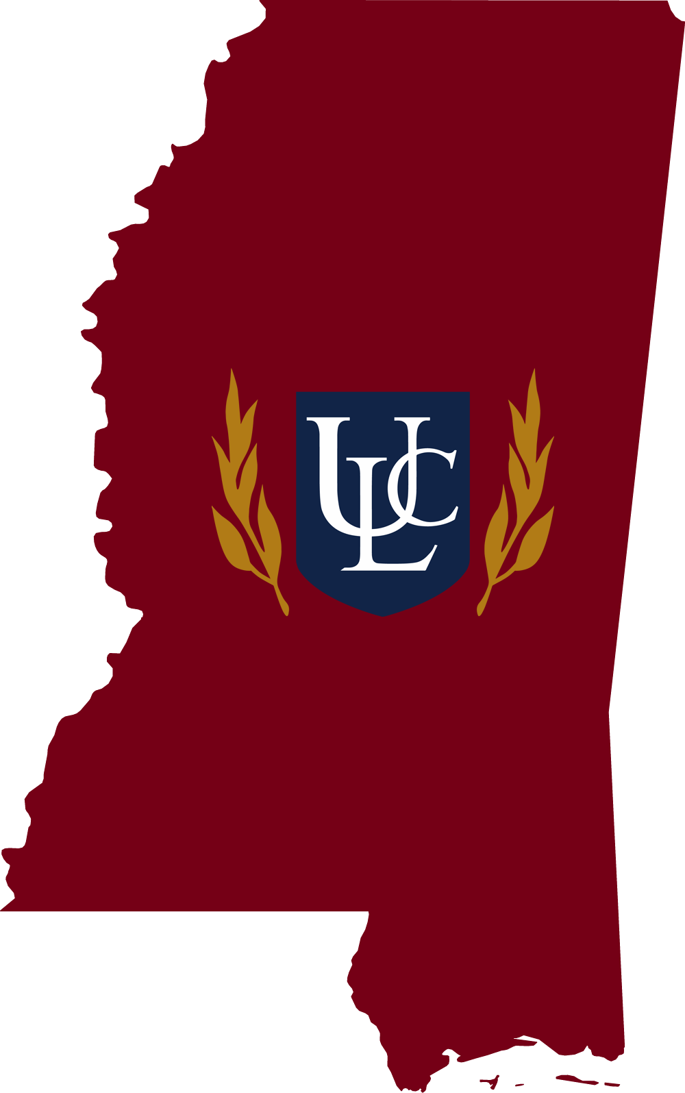 An outline of Mississippi with the ULC logo