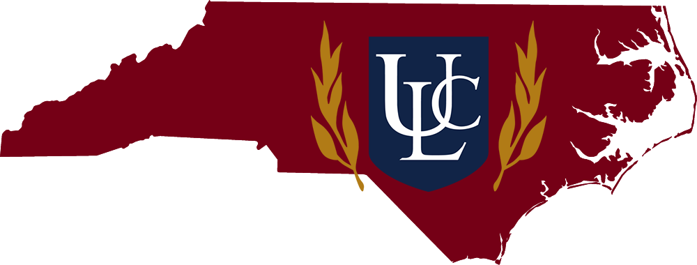 An outline of North Carolina with the ULC logo