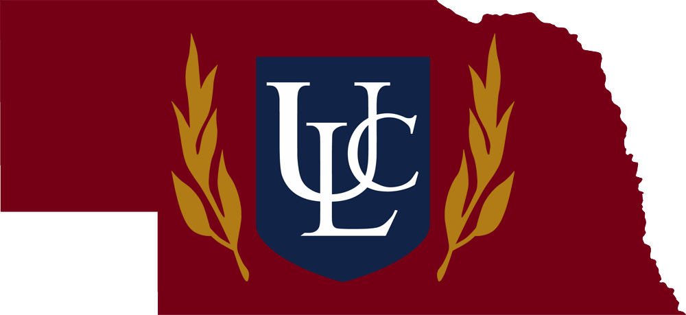 An outline of Nebraska with the ULC logo