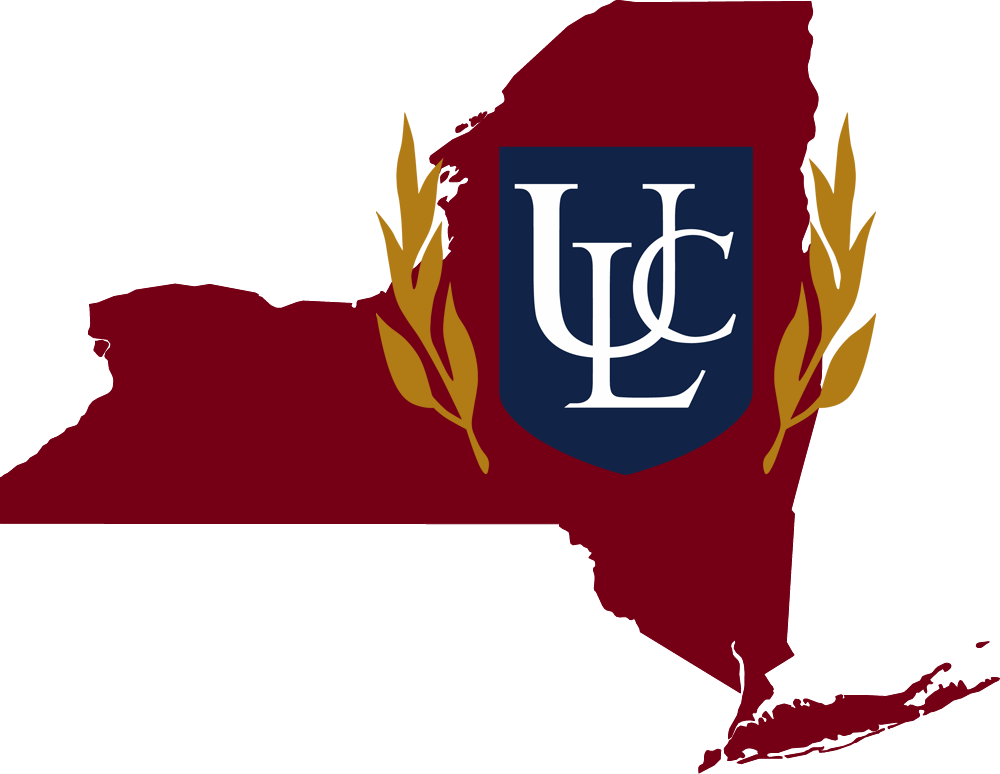 An outline of New York with the ULC logo