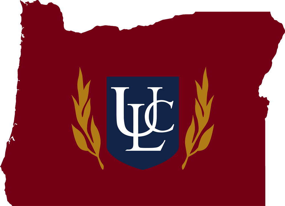 An outline of Oregon with the ULC logo