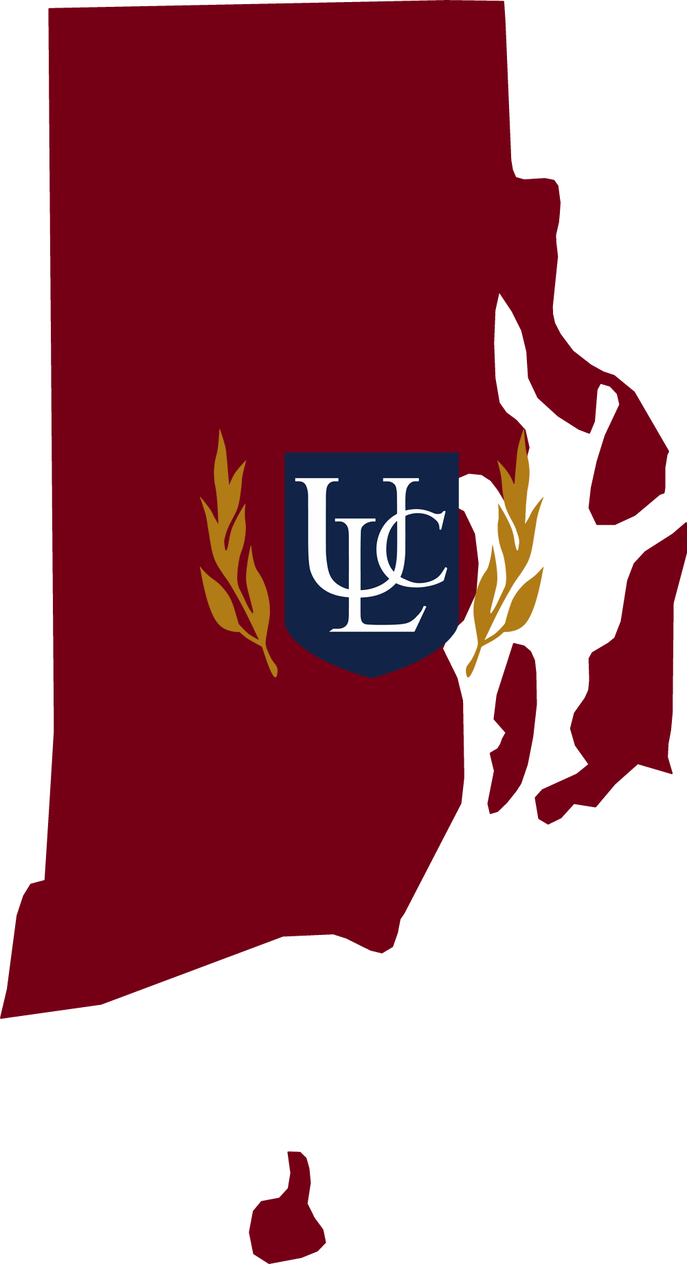 An outline of Rhode Island with the ULC logo