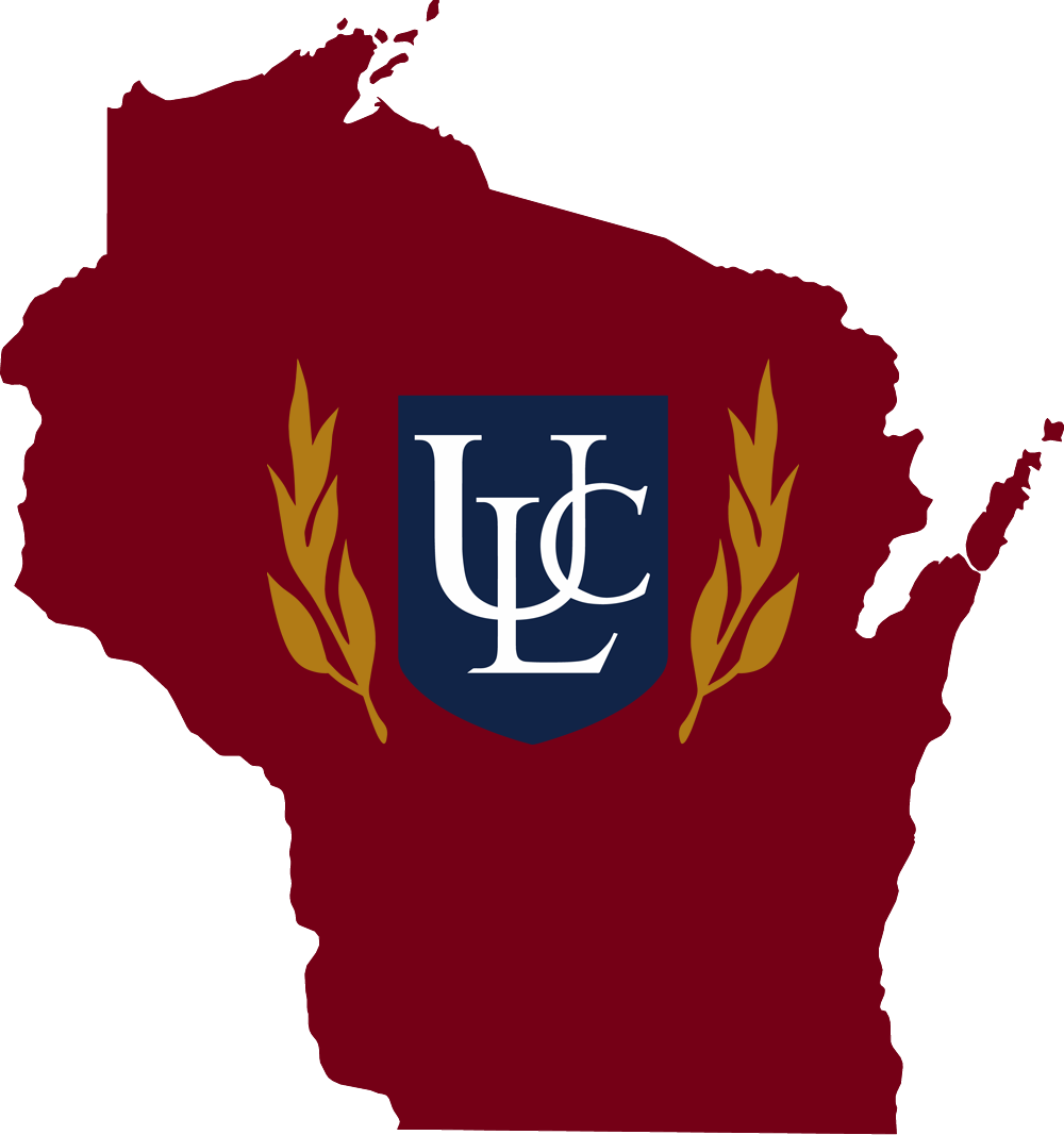 An outline of Wisconsin with the ULC logo