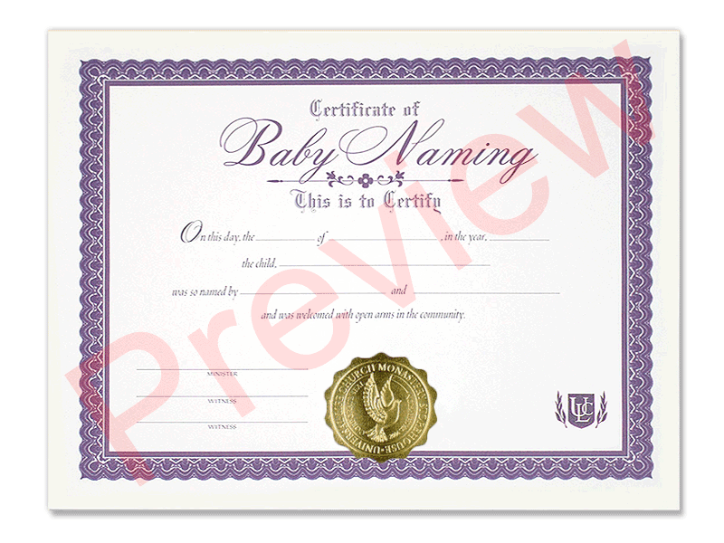 Certificate of Baby Naming