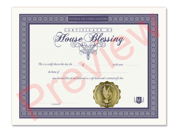 Certificate of House Blessing