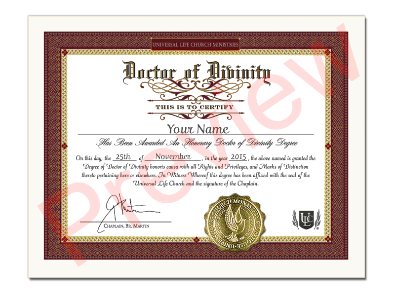 Honorary Divinity Degree