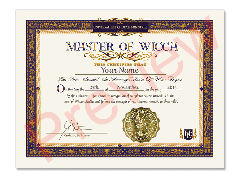 Honorary Wicca Degree