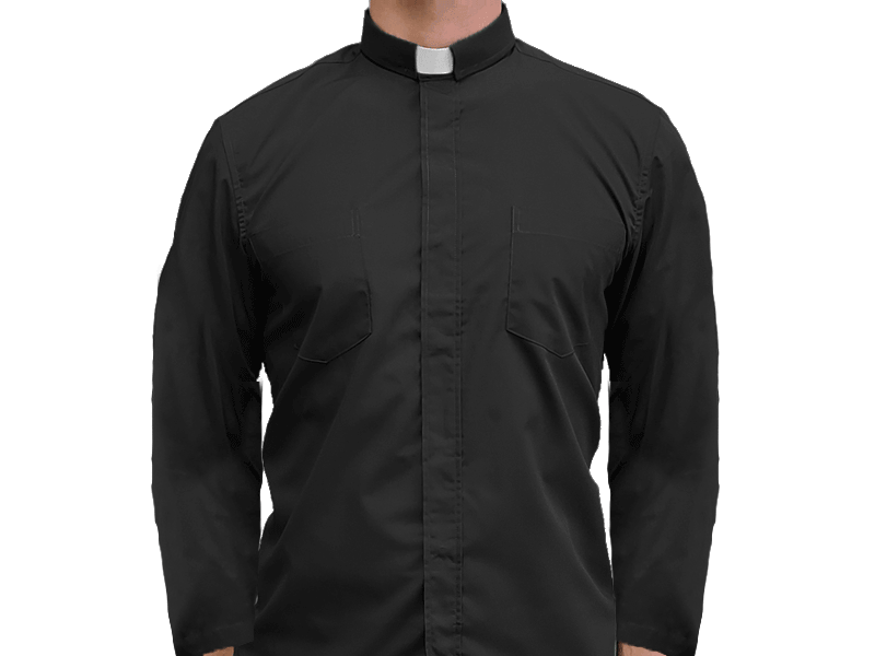 Black Long Sleeve Clergy Shirt